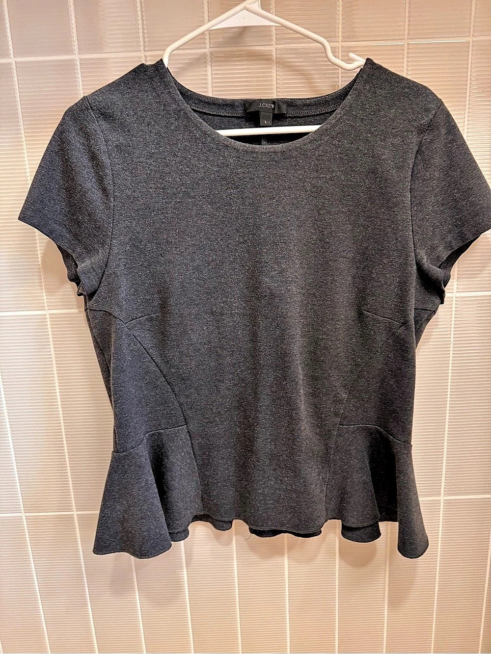 J.Crew Gray Short Sleeve Peplum Top size Med